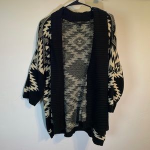 Fun tribal print black and white cardigan shrug